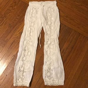 White linen pants